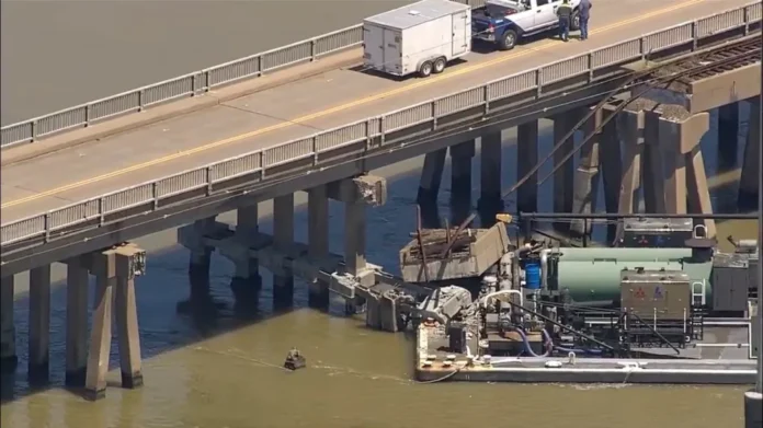 Barge Crash Damages Pelican Island Bridge, Causing Oil Spill and Closure