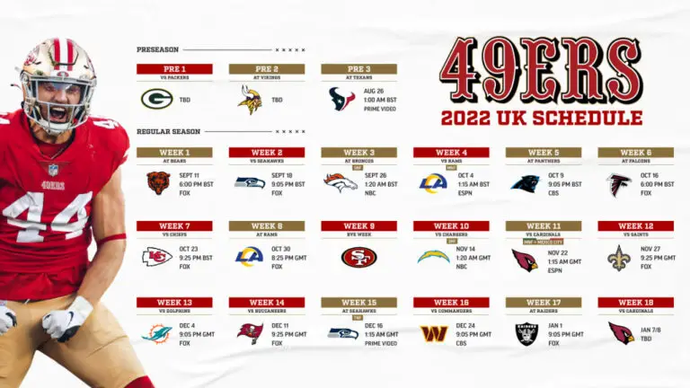 49ers schedule