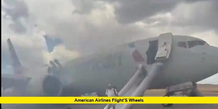 American Airlines flight's wheels