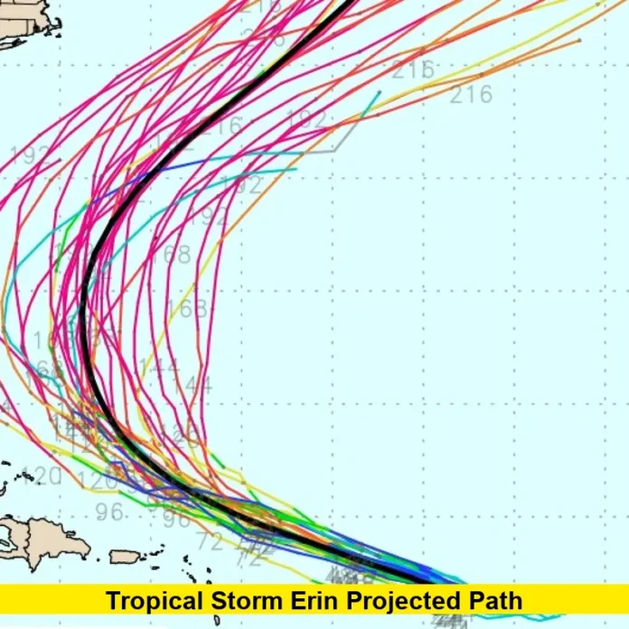 Tropical Storm Erin Projected Path