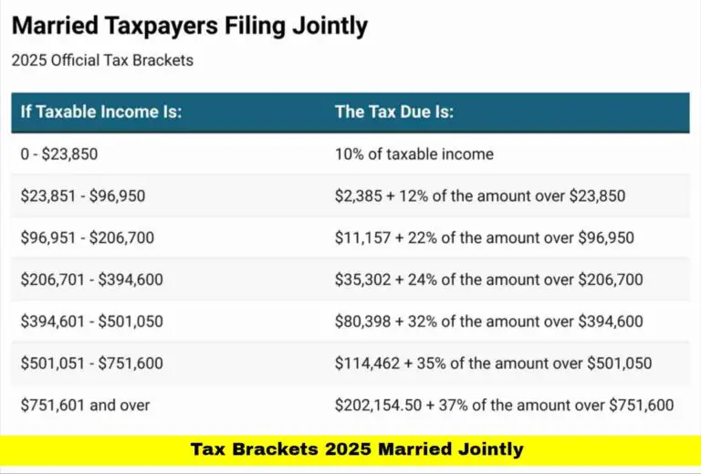 tax brackets 2025 married jointly
