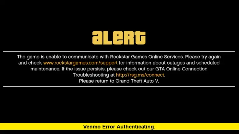 Venmo Error Authenticating