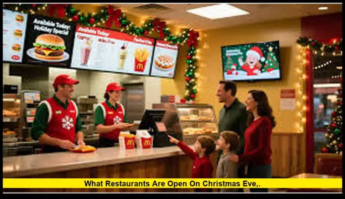 What restaurants are open on Christmas Eve,. What restaurants are open on Christmas Eve,.