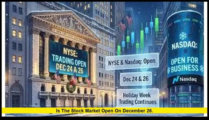 is the stock market open on December 26. is the stock market open on December 26.