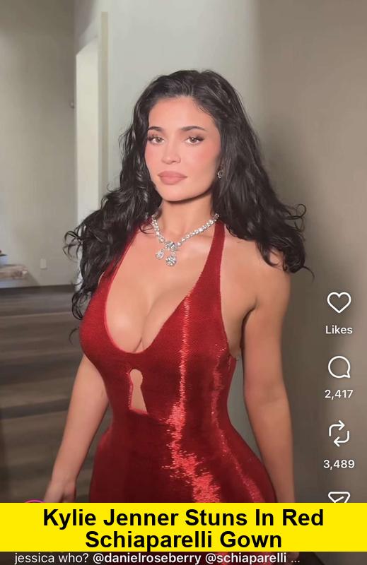 Kylie Jenner Stuns in Red Schiaparelli Gown